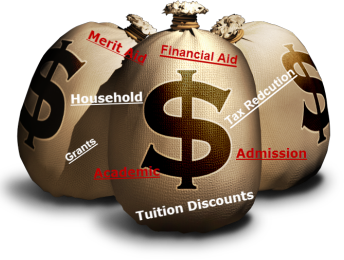 Three Bags of Money Text Admissions Financial Aid Tuition Discounts